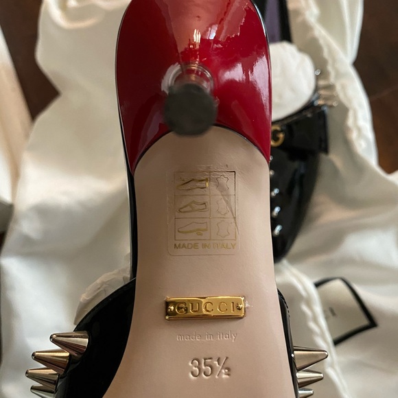Authentic Black Gucci Heart Heels with Metal Heels and Studs - Picture 3 of 4